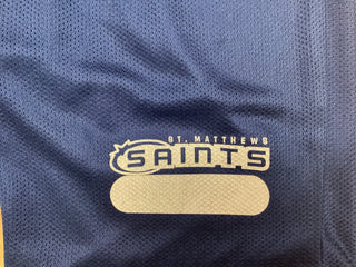 St. Matthews Performance Mesh P.E. Shorts w/School Logo. Navy. (5TH-8TH).