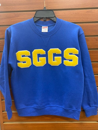 SAMPLE. SMS. St. Mary's (ID) Collegiate Chenille SWEATSHIRT. Royal Blue. (K-8TH)