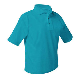 School Uniform Short Sleeve Pique Knit Polo Shirt-Turquoise